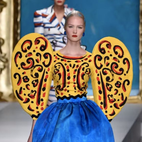 SS20 Moschino Couture Jeremy Scott Picasso Oversized Dot Blue Clip On Earrings - Picture 1 of 15